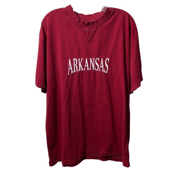 RedOak Sportwear Arkansas Razorback Football T-Shirt XL Embroidered Burgundy Red - Picture 1 of 10